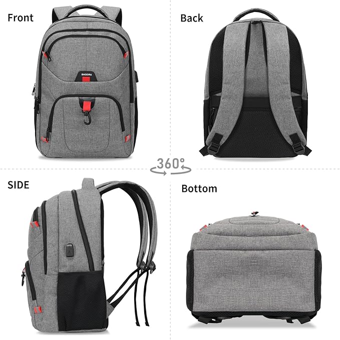 Grey Backpack for Men Women, School Backpack for Boys Girls Teens, Backpacks for School, College Back Pack, Book Bag, Water Resistant Bookbag, Business Work Travel mochilas para hombres