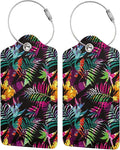 2 Packs Colorful Palms Crew Luggage Tag for Adult Kids, Tropical Flavour Suitcase Tag Labels Leather Travel Baggage Identifiers Tags