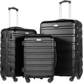 Coolife Luggage 3 Piece Set Suitcase Spinner Hardshell Lightweight TSA Lock (black, 3 piece set(20in24in28in))