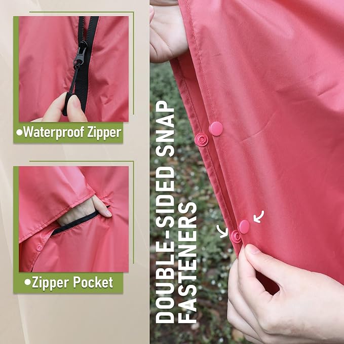 SaphiRose Unisex Rain Poncho Raincoat Hooded for Adults Women with Pockets