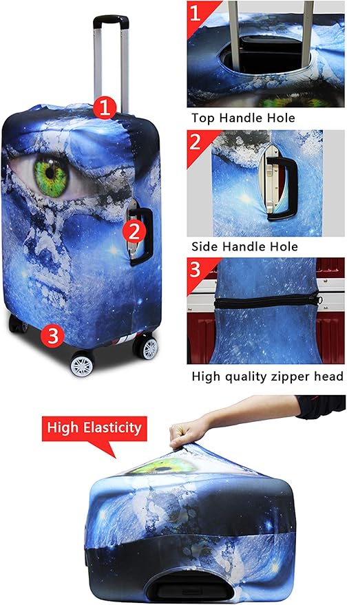 Travel Luggage Cover Anti-scratch Baggage Suitcase Protector Fits 18-21 Inch Luggage, Purple Crystal Butterfly