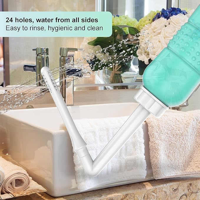 2PCS Vaginal Irrigation Intimate Wash for Women,Portable Bidet Travel Bidets ,Peri Bottle for Postpartum Care (Pink+Green)