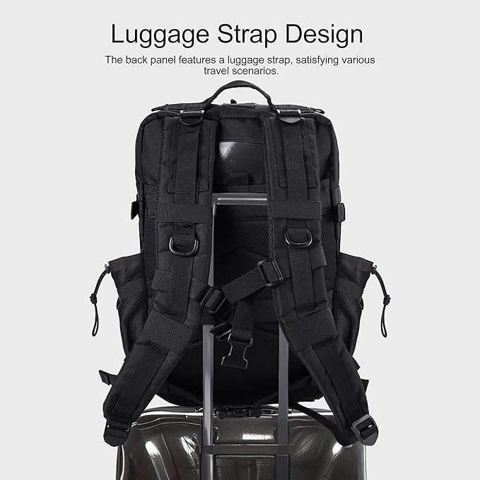 LHI Military Tactical Backpack for Men and Women 45L Army 3 Days Assault Pack Bag Large Rucksack with Shoe Compartment