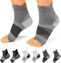 Plantar Fasciitis Sock (6 Pairs) for Men and Women, Compression Foot Sleeves with Arch and Ankle Support (Black, Gray, White, X-Large)