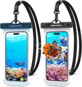 UNBREAKcable Waterproof Phone Pouch-2 Pack IPX8 Waterproof Phone Case for iPhone 16 15 14 13 12 11 Pro Max & Samsung S25 S24-Dry Bag & Travel Essentials for Beach, Pool, Kayak & Cruise-7" Black+Blue