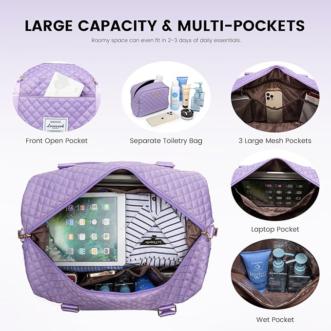 LOVEVOOK Travel Duffle Bag,Weekender Bags for Women with Shoe Compartment，Carry on Overnight Bag with Toiletry Bag,Gym Duffel Bag with Wet Pocket, Hospital Bags for Labor and Delivery
