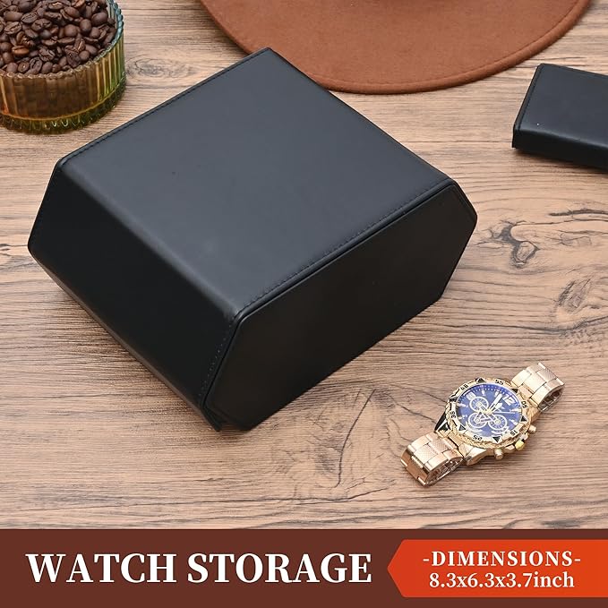 Watch Roll Travel Case for 4 Watchs Storage and Organizer-Secure Storage with Innovative Slide Pillows & Solid Dividers for Home Storage, Protect and Display