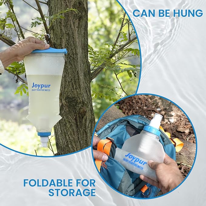 Water Filter Bottle Survival - 650/1000/2000ml Collapsible Water Bottle with NSF/FDA Certification with Filter Squeeze Water Filter Bottle Portable Water Filter Hiking Backpacking Camping