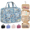 HOTOR Travel Toiletry Bag w/Hanging Hook - Spacious Toiletry Bag Essentials for Women & Men, Makeup Bag/Big Comparment, Waterproof for Travel Accessories, Medium, Blue Flower