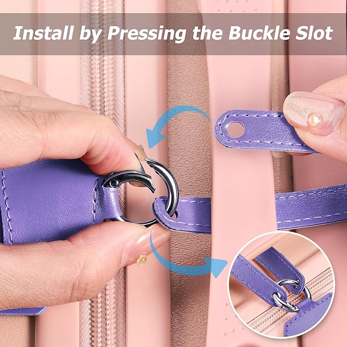 Mayski Luggage Tags for Suitcases 3 Pack Suitcase Bag Tags, TSA Approved, Metal Buckle, Bag Tags with Name ID Card Travel Essentials, Purple Airplane