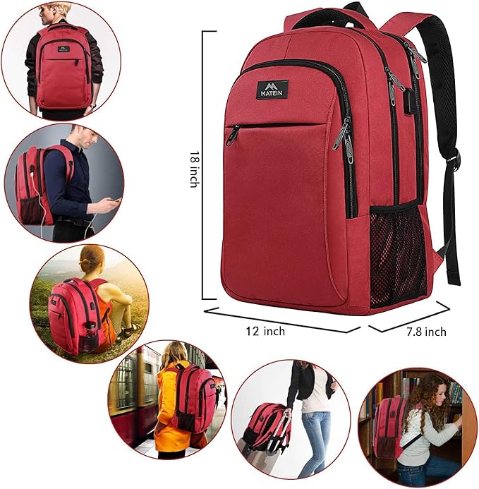 MATEIN Laptop Backpack for Womens, School Backpack with USB Port for Student Supplies and College Accessories, Water Resistant Travel Daypack Cute Book Bag for Teens and Ladies Fit 15.6 In Computer