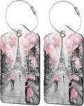 Luggage Tags for Suitcase,2 Pack Paris and Eiffel Tower Luggage Tag with Privacy Flap,Name ID Label and Metal Loop for Women Men Girls Baggage Bag Backpack Instrument
