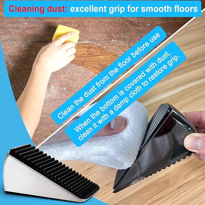 Strongest Large Door Stopper - Heavy Duty Tall Door Stop Wedge Door Stoppers for Bottom of Door, Tall up to 2.6 In Doorstop Zinc Alloy and Silicone Made Suits Any Heavy Door Any Smooth Floor