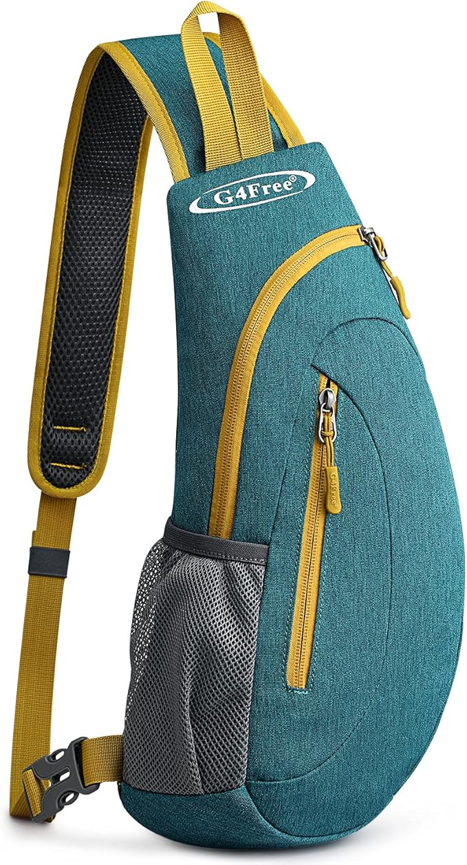 G4Free Sling Bag for Men Women, Small Crossbody Backpack Lightweight Chest Shoulder Bags for Travel, Outdoor and Sports (Teal Green)