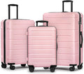 KYME Pink Luggage Sets 3 Piece (22in/26in/30in) Hardshell Suitcases with Spinner Wheels Hardside Suitcase Sets with TSA Lock Travel Rolling Luggage Set for Women Men