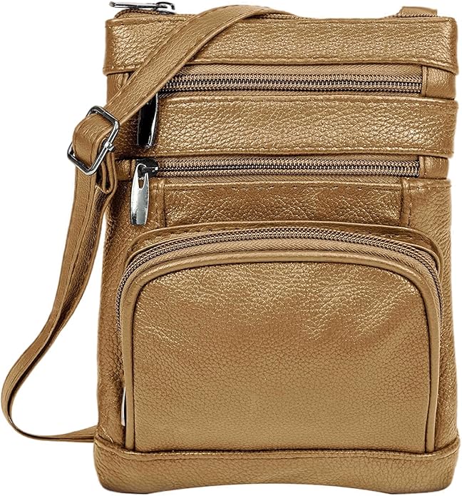 Krediz leather Crossbody Purses for Women, Multi Pocket Crossbody Purse with Adjustable Strap, Soft & Durable Leather Purse