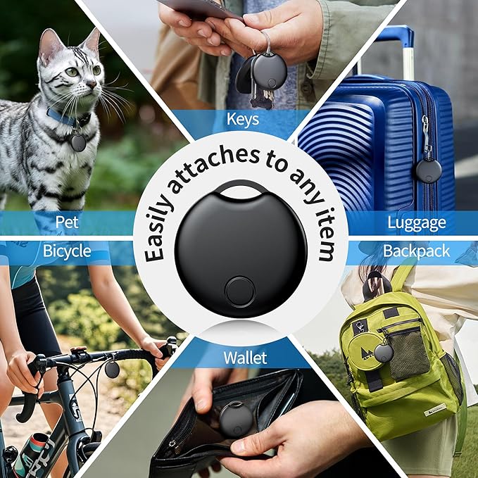 Air Tracker Tags-4 Pack for Android, Bluetooth Tracker Works with Google’s Find Hub | Android Only | Replaceable Battery | Water- Resistance | Item Finder for Luggage, Wallet, Dog, Key,Suitcases