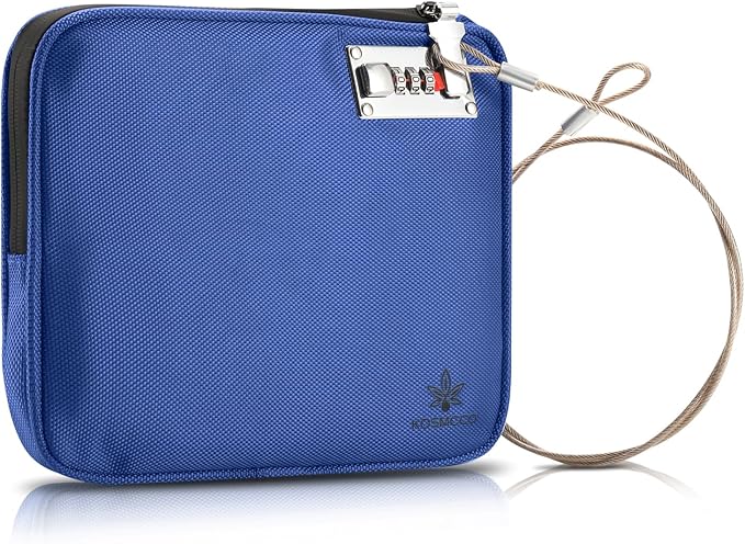 Anti-Theft Locking Beach Bag, 9x7.5-inch Portable Beach Safe for Securing Your Valuables and Phone – Blue