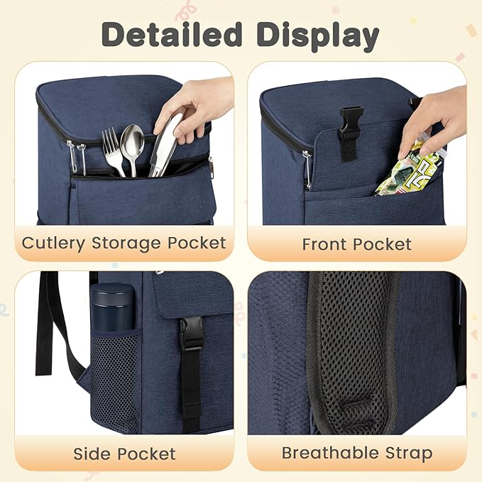 Cooler Backpack Soft Insulated Leak Proof 30 Cans Insulated Backpack Cooler Portable Picnic Camping Beach Hiking BBQ Lunch Backpack for Men and Women
