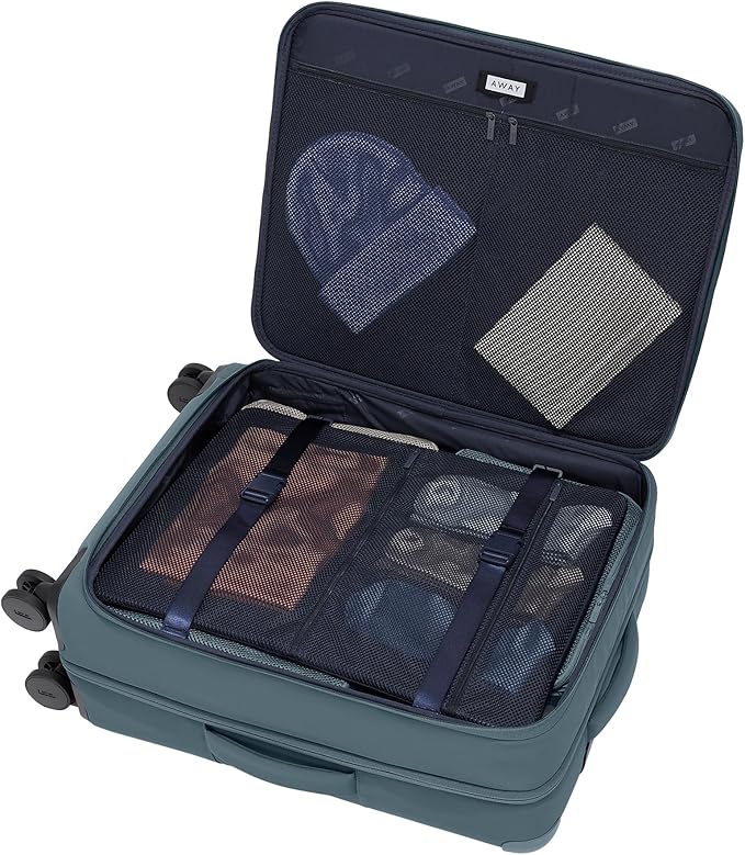 Away Softside Medium Checked Suitcase, 26 Inch Lightweight, Expandable Luggage For Men & Women, Durable Nylon Exterior, TSA Approved Lock, Ideal For Trips 1-2 Weeks, Coast Blue