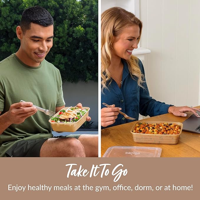 Bentgo 20-Piece Lightweight, Durable, Reusable BPA-Free 1-Compartment Containers - Microwave, Freezer, Dishwasher Safe - Gold