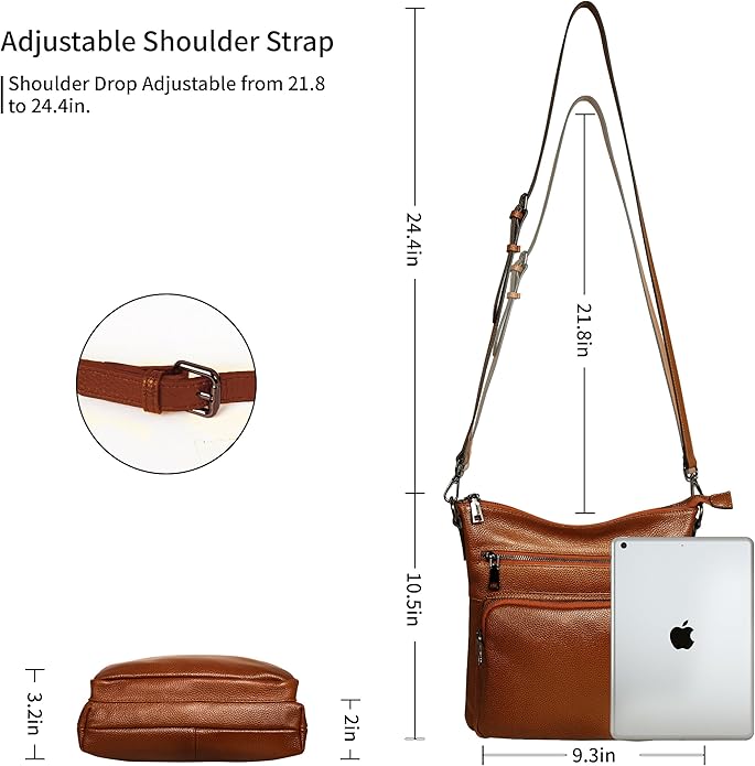 HESHE Crossbody Bags for Women Leather Handbags Designer Shoulder Purse with Pockets Satchel Purse Travel Bag