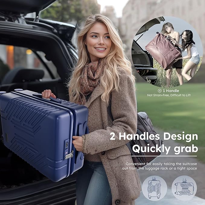 ALPHA CAMP 20-inch Carry On Luggage Airline Approved - PC+ABS Lightweight Suitcase with Built-in TSA Lock，Hard-shell Durable Rolling Luggage with USB Port