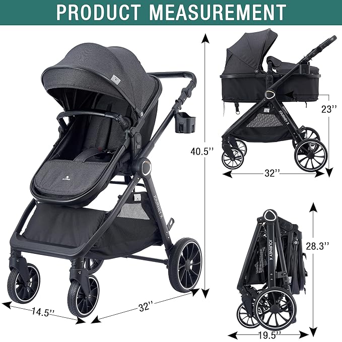 Baby Stroller 2 in 1 Newborn Convertible Stroller Bassinet for Infant New Born Pushchair 0-36 Month