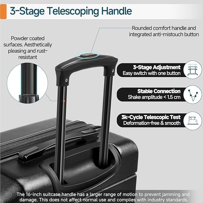Hoteel Luggage Sets 5 Piece, ABS+PC Hard Shell Expandable Suitcases with Wheels, TSA Aproved Lock and Carry on Bags, Travel Suit Case Set for Men and Women, (5-Piece, Black)
