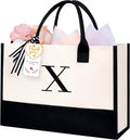 BAGAIL Initial Tote Bag, Personalized Birthday Gifts for Women, Teacher, Friends, Mom, Wedding, Monogrammed Beach Bag