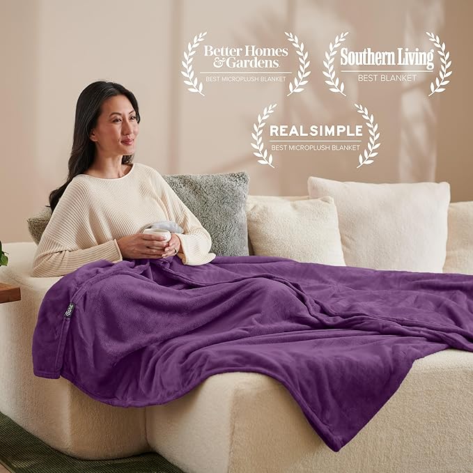 Bare Home Fleece Blanket - King Size - Ultra-Soft Lightweight for Bed, Sofa, and Couch - Luxury Microplush - Cozy Warm Blanket (King, Plum)