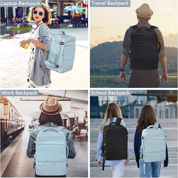 Travel Backpack for Women Men,Travel Laptop Backpack w/USB Charging Port, Waterproof Travel Backpack Carry On Flight Approved,Weekender Business Hiking Bag,Laptop Backpack 17 inch