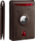 RUNBOX AirTag-Wallet-Mens-Slim-RFID Blocking Wallets Leather with Bill Compartment Air Tag Bifold Card Holder Wallet Gifts for Men Dad