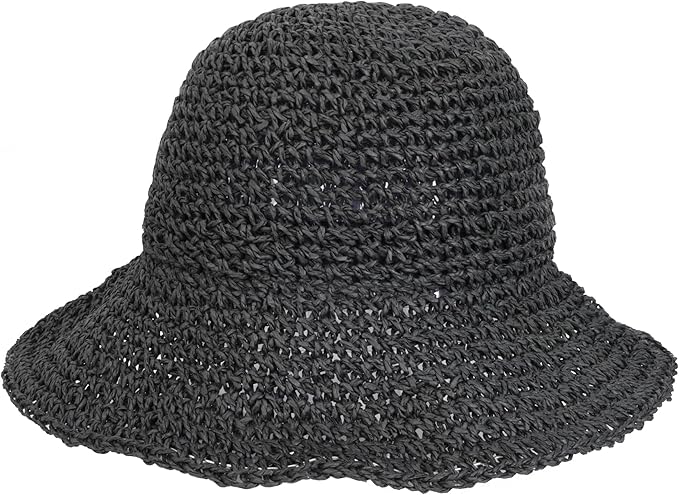 Womens Wide Brim Straw Sun Hat Foldable Floppy Crochet Beach Hat for Summer