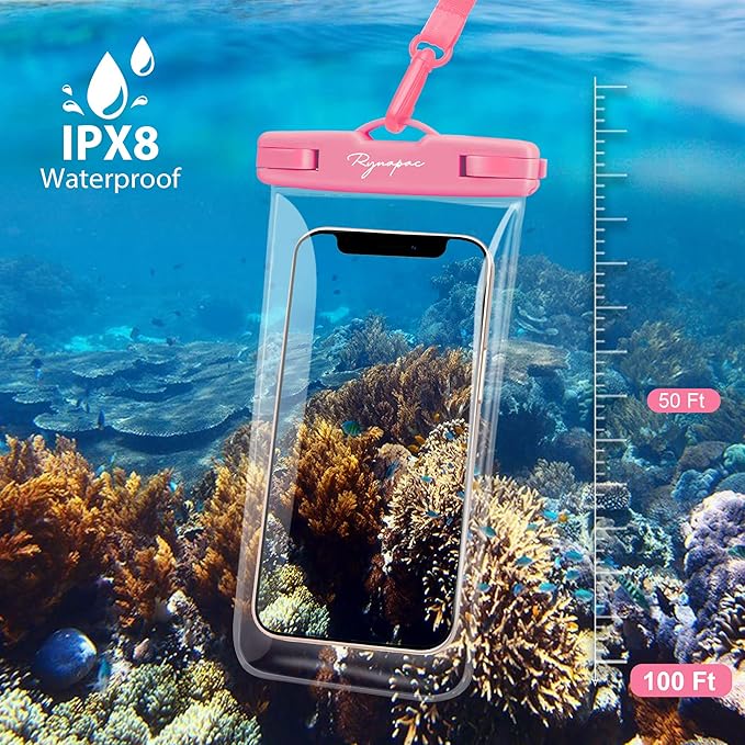 Waterproof Phone Pouch Bag - 7.5in Water Proof Cell Phone Case for Beach Travel Must Haves, IPX8 Dry Bag with Lanyard for iPhone 16 15 Pro Max Galaxy S25 Ultra Pixel 7a, Cruise Essentials 2025