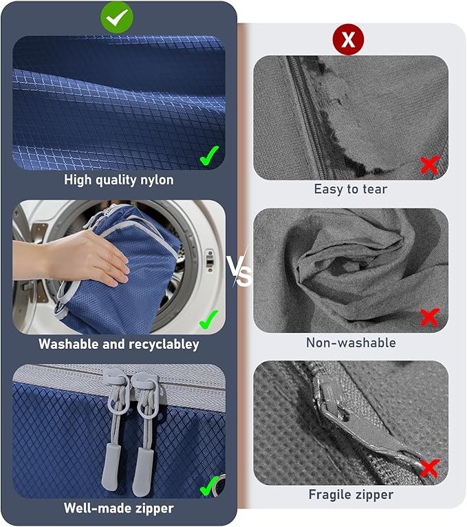 DIMJ Comforter Storage Bag 4 Pack - Blanket Storage Organizer Compression Bags, Large Capacity Ultra Space Saving Self Compression Organize for Bedding, Pillow, Duvet, Sheet Storage with Zipper Window