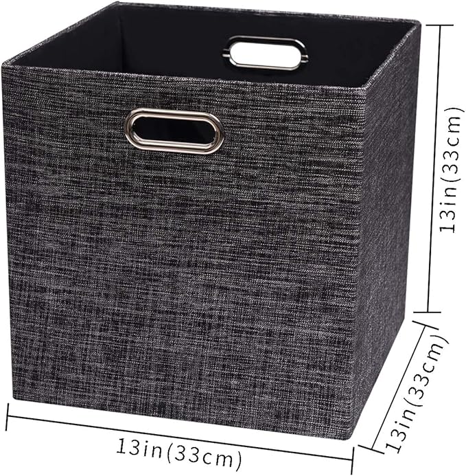 Posprica Fabric Storage Cubes,13×13×13 cube storage bins, Foldable Drawers Baskets Containers for Shelf Cabinet Bookcase,Thick and Heavy Duty (4pcs, Black)