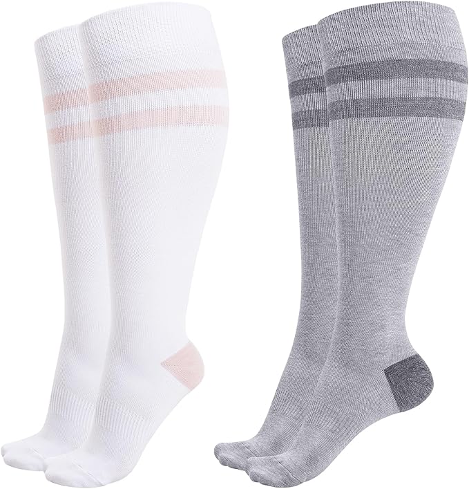 Momcozy Compression Socks for Women Wide Calf, 15-20mmHg Knee High Support Socks for Pregnancy, Nurses, Travel, Flying