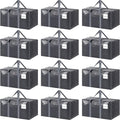 12 Pack Extra Heavy Duty Large Moving Bags with Strong Zipper & Comfortable Handles, Sturdy & Durable Clothes Storage Bags Totes Bins, Packing Moving Boxes for College Supplies, Gray