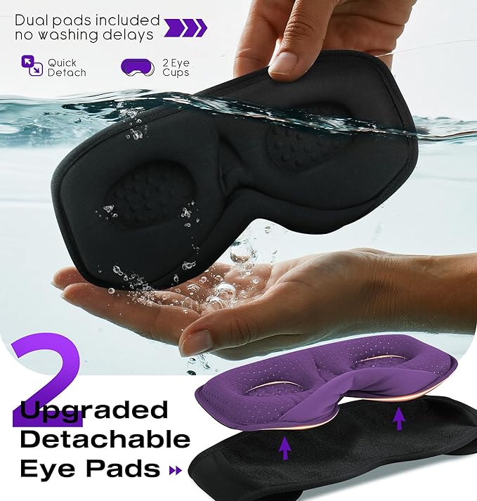MUSICOZY Sleep Headphones with Bluetooth 5.4 Sleep Mask, Removable 3D Eye Cups for Zero Pressure Comfort, Wireless Bluetooth Eye Mask for Sleeping with Timer, Gifts for Men Women