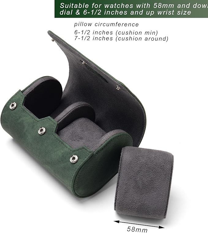 Longjet Watch Roll Travel Case for Men Portable Watches Organizer Box with Removable Velvet Pillow Holder (2 Slot Denim Green)