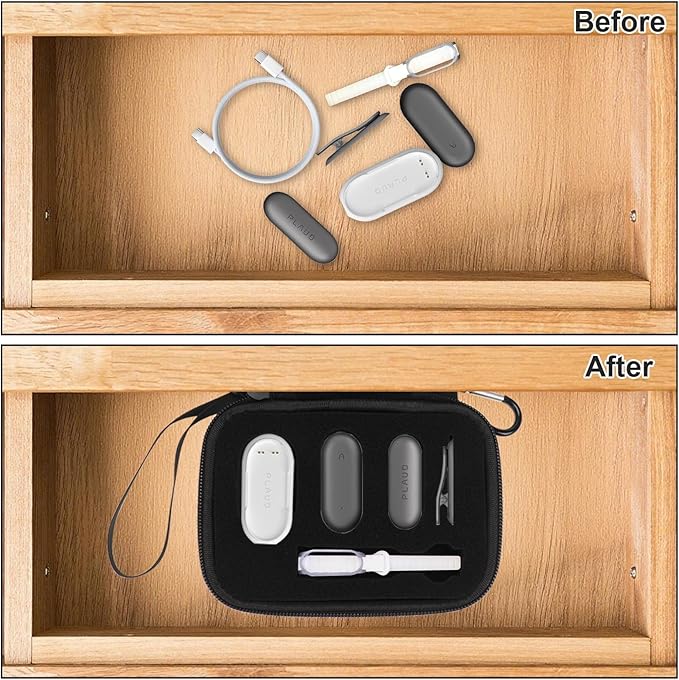YouKnow Hard Case Compatible with PLAUD NotePin AI Voice Recorder - with Custom Foam Insert Holds Recorder, Magnetic Pin, Clip, Dock, Wristband & Cable (Case Only) (Black)