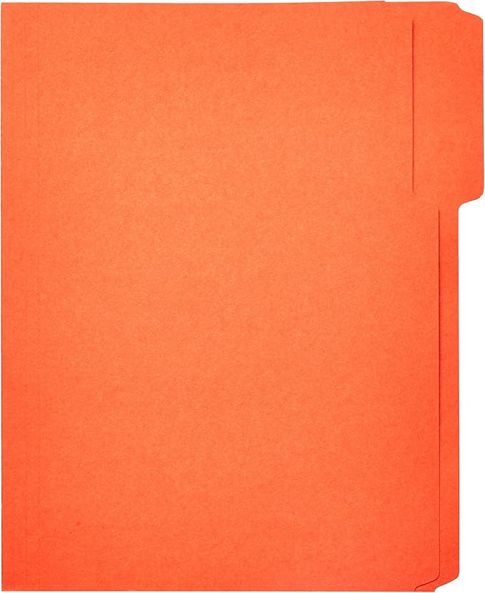 Amazon Basics File Folders with Tabs for Filing, AMZ401, Sturdy, Letter Size, Assorted Colors (100 Pack)