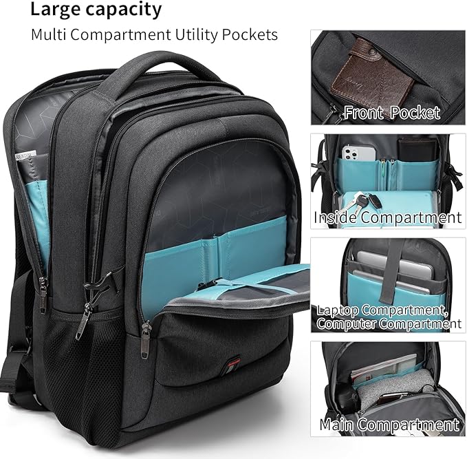 DUSLANG 17 Inch Laptop Backpack for Travel Water Resistant College Backpack for Men/Women Laptop Bag with USB Charging Port, Green A