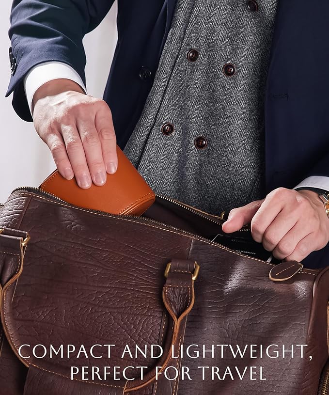 Homde Travel Watch Box Leather: Traveling Case for Men - Luxury Watch Roll for Wristwatch on the Go (brown, S)