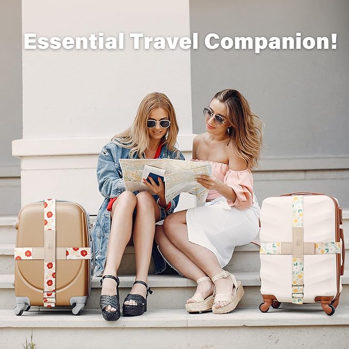 Luggage Straps for Suitcases,Adjustable Luggage Elastic Belt, Travel Essentials for Airport,Station, Vibrant Designs, Hula Girl