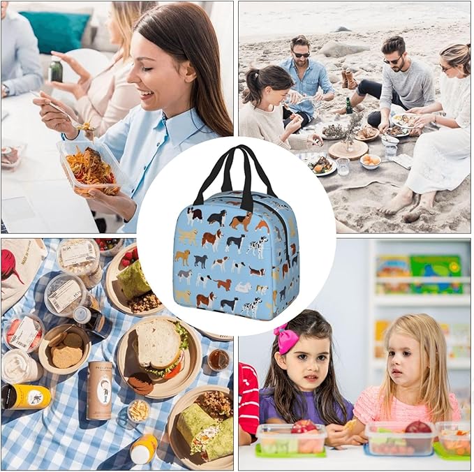 Cute Dog Lunch Box Puppy Lunch Bag Insulated Reusable Lunch Tote Bag Cooler Tote Bag for Men Women