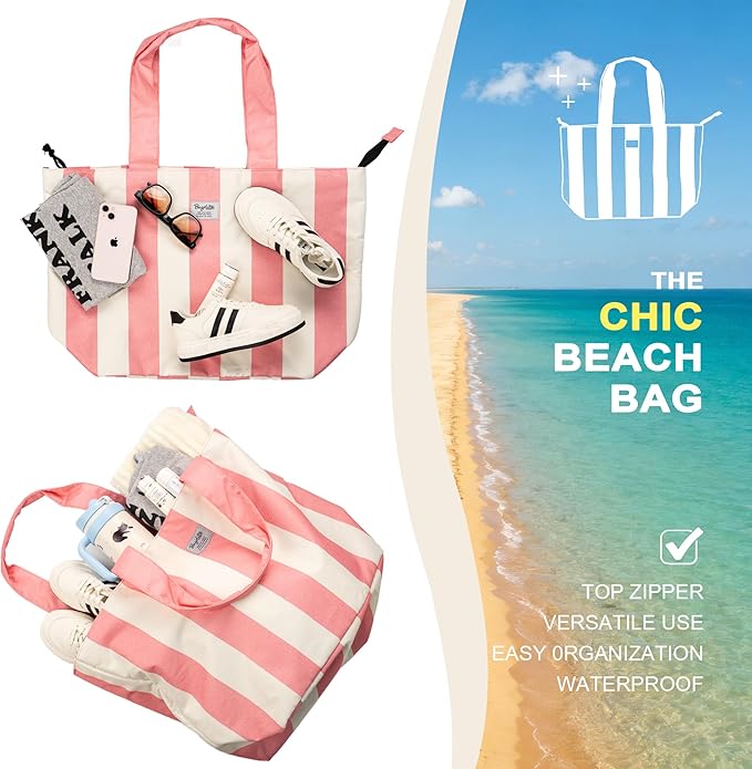 Beach Bags Waterproof Sandproof, XL Large Pool Tote Bag for Women