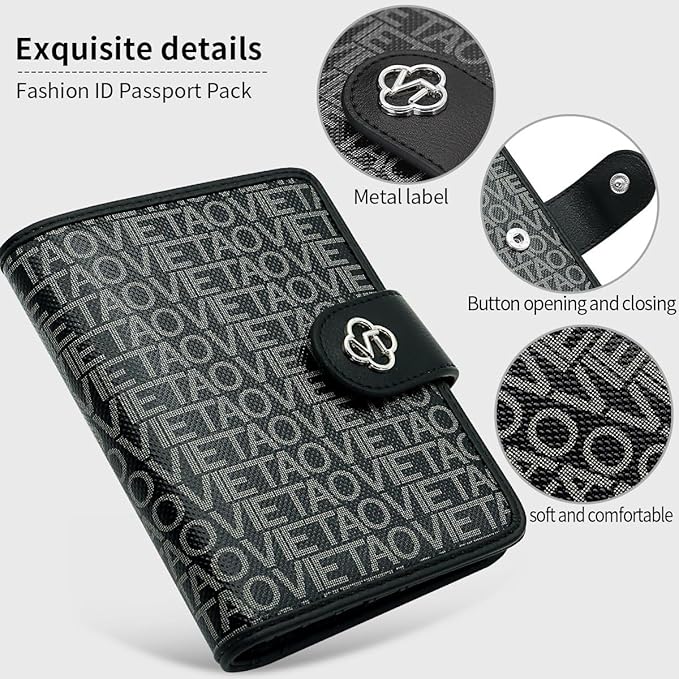Passport Holder Wallet Bag with AirTag Holder, Card Slots Passport Solt Ticket Cash Solt, Photo Solt Sim Card Pen Slot.Black
