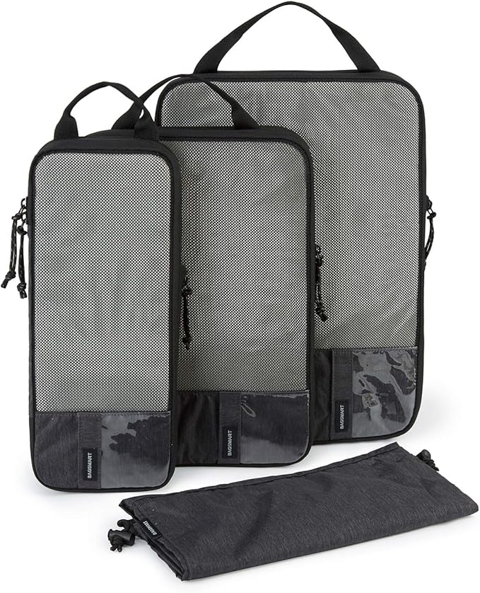 BAGSMART 6 Set Compression Packing Cubes - Lightweight Travel Essentials, Durable Luggage Organizer
